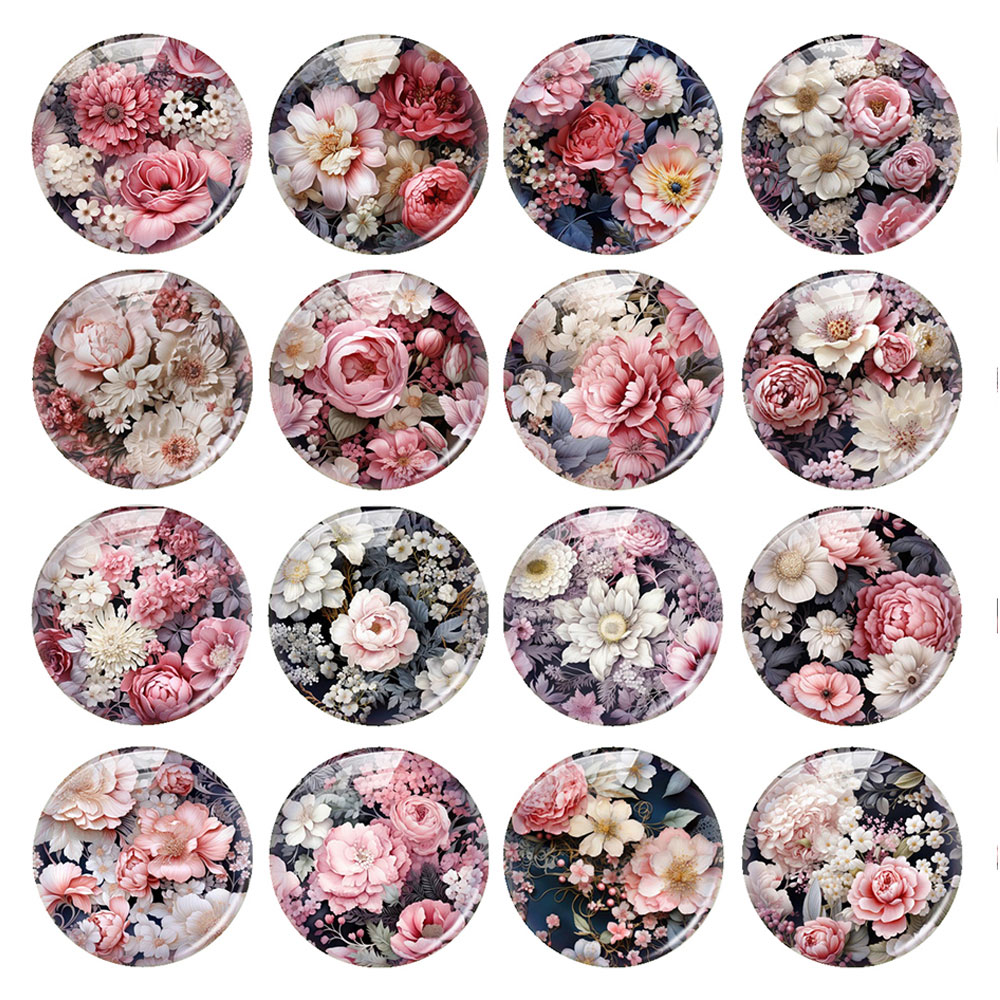 Vase Decor - คาโบชองแก้วรูปดอกกุหลาบสีชมพูทรงกลม/วงรี/สี่เหลี่ยมแบบสุ่ม สำหรับงาน DIY เครื่องประดับ