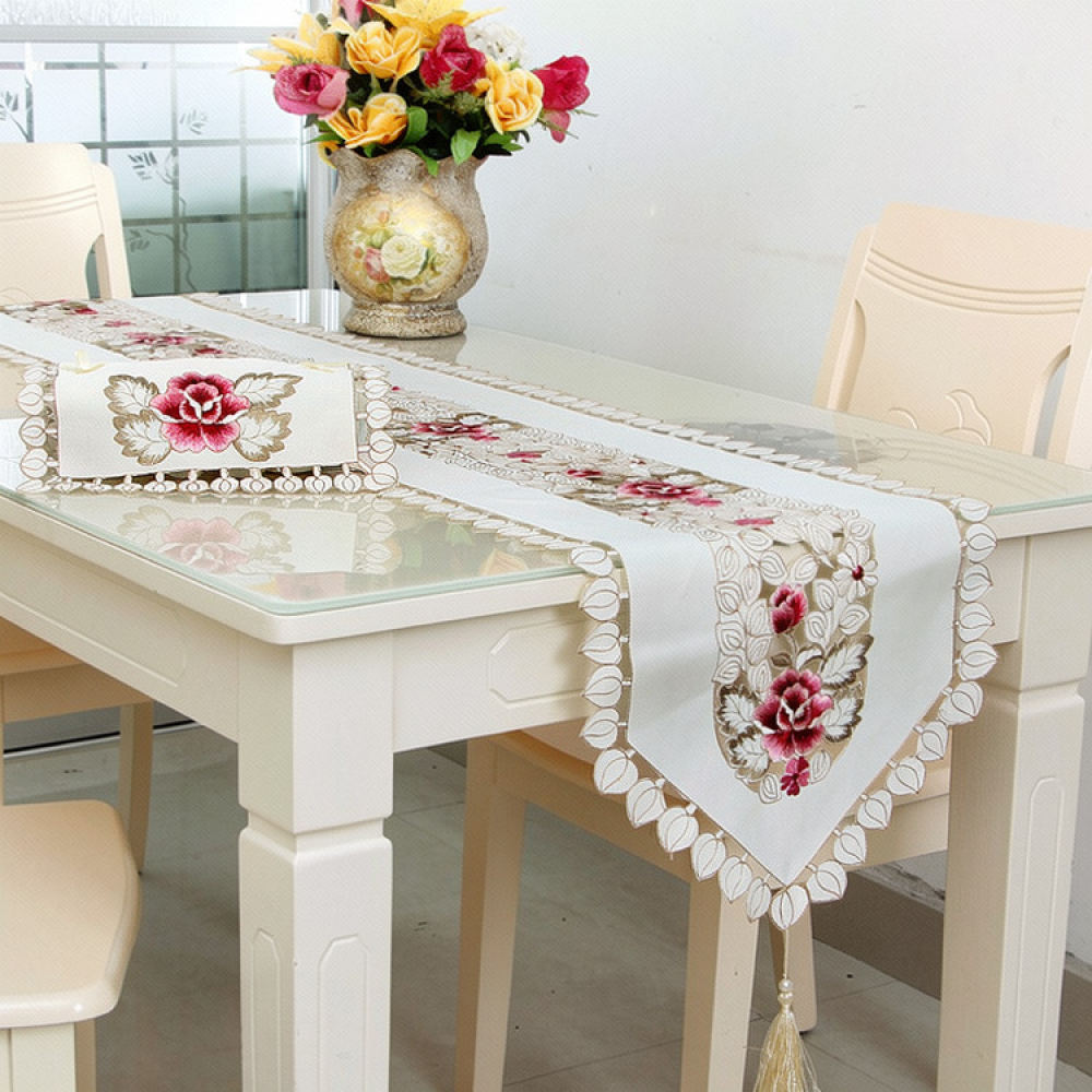 Table Runner - ผ้าปูโต๊ะลายดอกไม้ปักสุดหรู สไตล์โบโฮ สำหรับโต๊ะน้ำชา YuanYumeng ผ้าคลุมโต๊ะป้องกันรอยขีดข่วน ตกแต่งบ้าน
