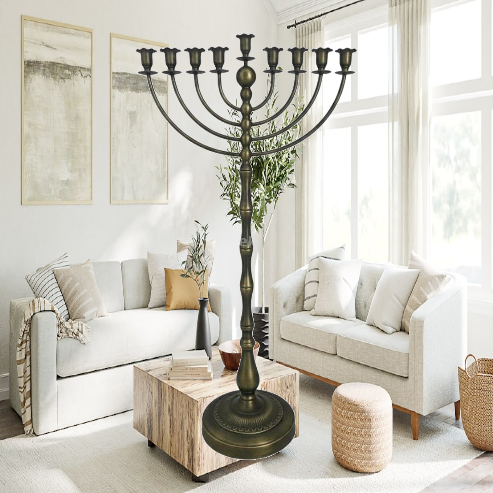 Candle Holder Decor - เชิงเทียนตั้งพื้นสูงสีบรอนซ์ 9 ก้าน สำหรับตกแต่งบรรยากาศห้องรับประทานอาหาร