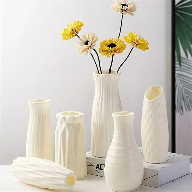 Vase Decor - แจกันพลาสติกสไตล์นอร์ดิก1ชิ้นขวดใส่กระถางดอกไม้สดใสขนาดเล็กเรียบง่ายสำหรับเก็บดอกไม้ในห้องนั่งเล่นเครื่องประดับตกแต่งบ้านที่ทันสมัย