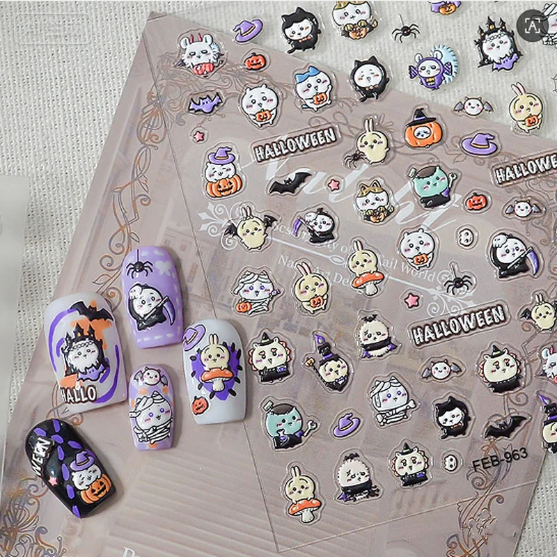 Wall Sticker - สติกเกอร์ติดเล็บลายชิอิคาวะ 5D นูน ลายการ์ตูนน่ารัก ฮาโลวีน รูปดาว