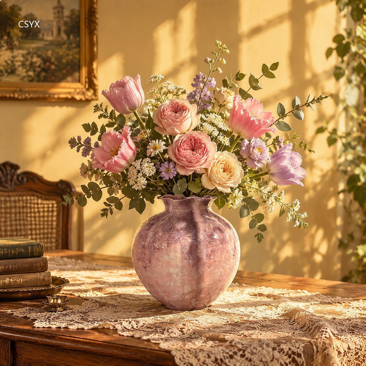 แจกันเซรามิกสีม่วง รูปทรงฟักทอ - Vase Decor บทวิจารณ์และราคา