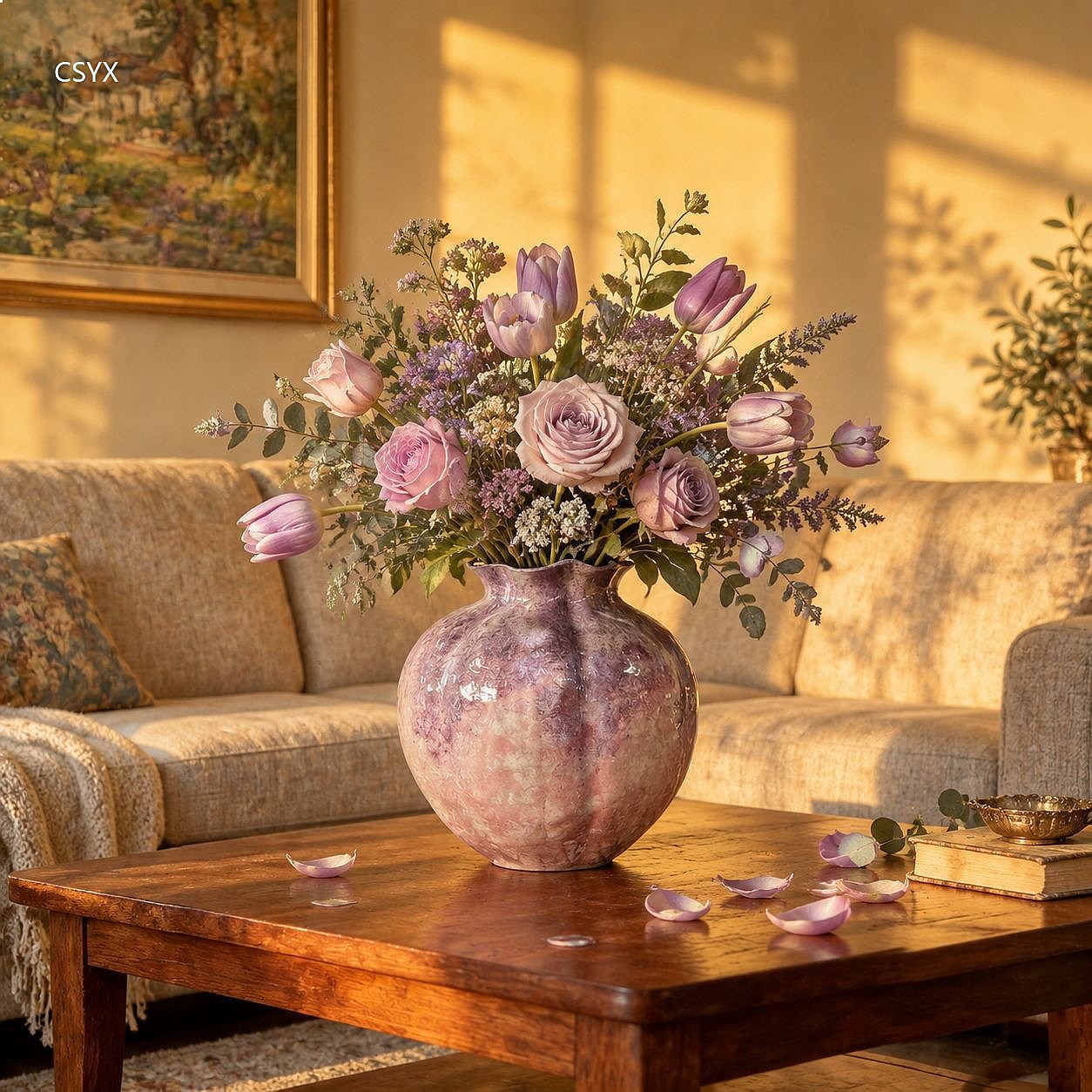 แจกันเซรามิกสีม่วง รูปทรงฟักทอ - Vase Decor บทวิจารณ์และราคา